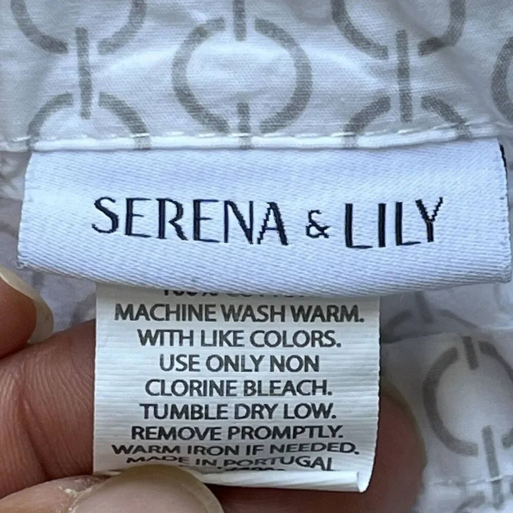 Serena & Lily Beach Club Classic Ring 4-PC Sheet Set White/Gray 100% Cotton Full